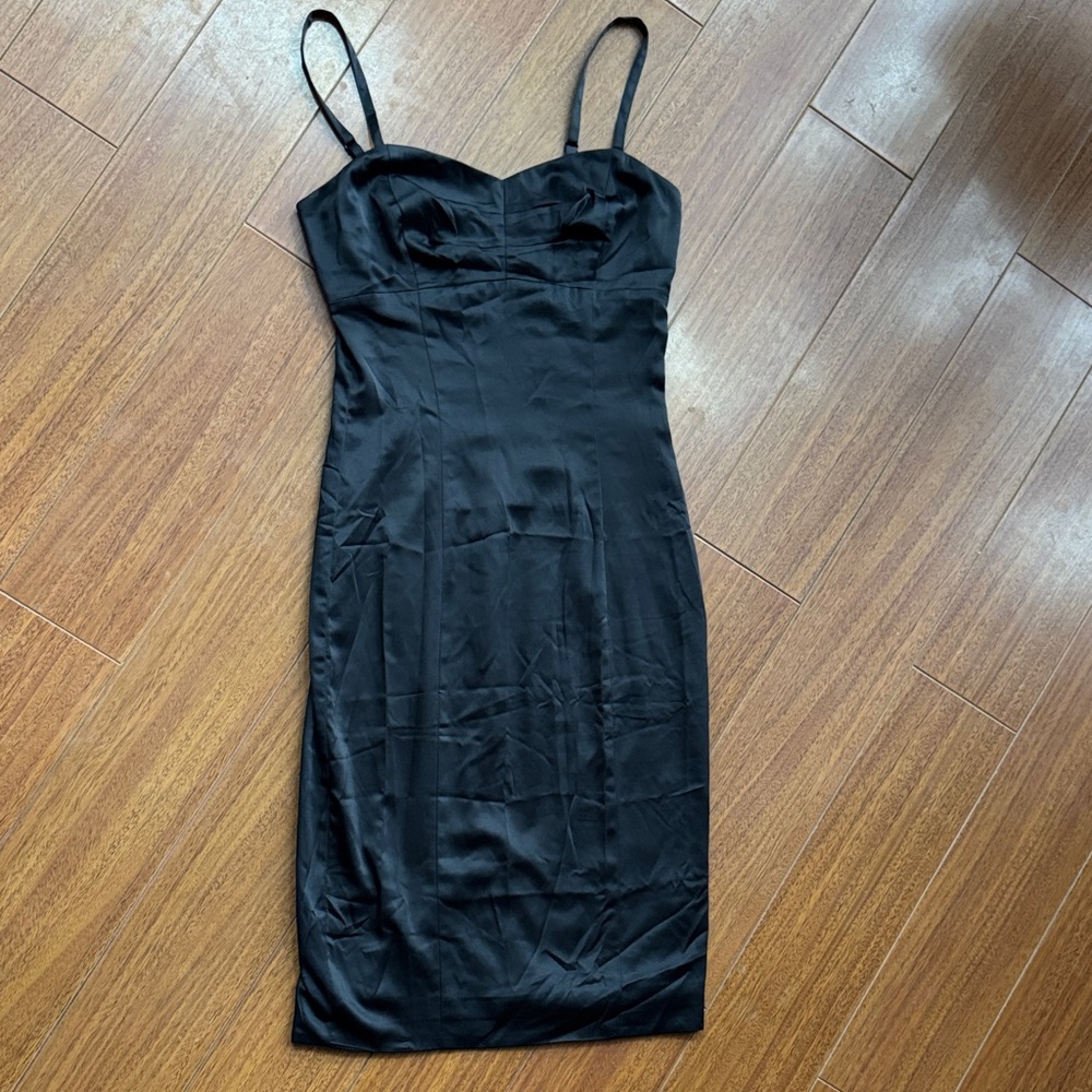 Signature by Shoedazzle Silky Black Satin Dress size Small - Picture 2 of 6